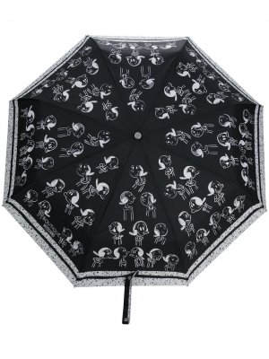 Зонт с графичным принтом Moschino. Цвет: черный