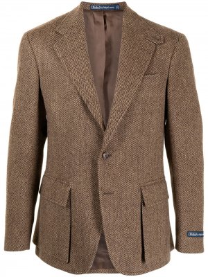 Пиджак с узором в елочку Polo Ralph Lauren. Цвет: коричневый