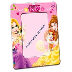 [R3062] - Металлическая фоторамка  Принцессы Диснея розовая 19x15 см фото 13x9 Disney