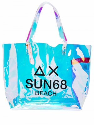 Прозрачная сумка-тоут с логотипом Sun 68. Цвет: серый