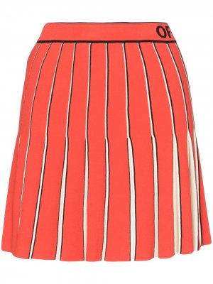 Плиссированная юбка мини с логотипом Off-White. Цвет: красный