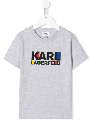 Футболка с логотипом Karl Lagerfeld Kids. Цвет: серый