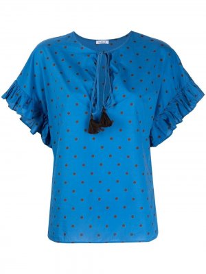 Блузка Clois в горох P.A.R.O.S.H.. Цвет: синий