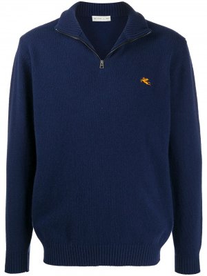 Пуловер с вышитым логотипом Etro. Цвет: синий