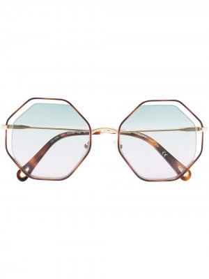 Солнцезащитные очки Poppy в восьмиугольной оправе Chloé Eyewear. Цвет: коричневый