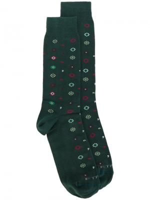 Носки с цветочным узором Etro. Цвет: зелёный
