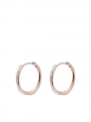 Позолоченные серьги-кольца Riva Wave с бриллиантами Monica Vinader. Цвет: розовый