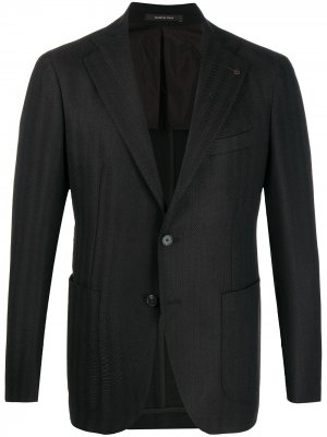 Однобортный пиджак с узором в елочку Tagliatore. Цвет: черный