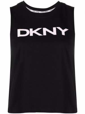 Топ без рукавов с логотипом DKNY. Цвет: черный