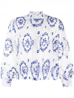 Плиссированная блузка с высоким воротником Simone Rocha. Цвет: белый