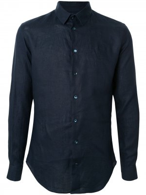 Однотонная рубашка с длинными рукавами Giorgio Armani. Цвет: синий