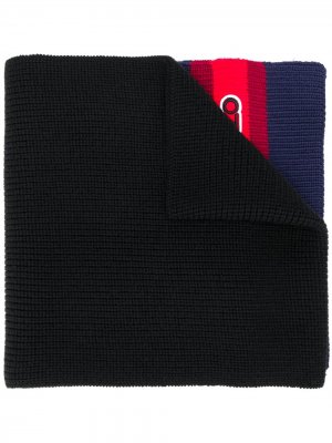 Вязаный шарф с нашивкой-логотипом Kenzo. Цвет: черный