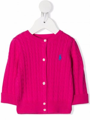 Кардиган фактурной вязки с логотипом Ralph Lauren Kids. Цвет: розовый