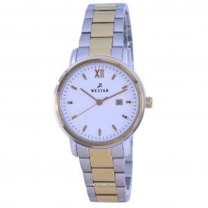 Кварцевые женские часы с двухцветным циферблатом из нержавеющей стали 40245 CBN 101 белым Westar