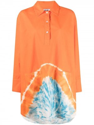 Платье-рубашка мини с принтом тай-дай MSGM. Цвет: оранжевый