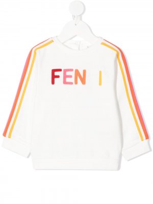 Толстовка с вышитым логотипом Fendi Kids. Цвет: белый