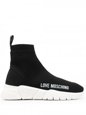 Кроссовки-носки с логотипом Love Moschino. Цвет: черный