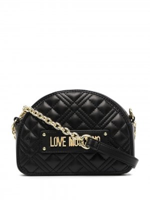 Стеганая сумка через плечо с логотипом Love Moschino. Цвет: черный