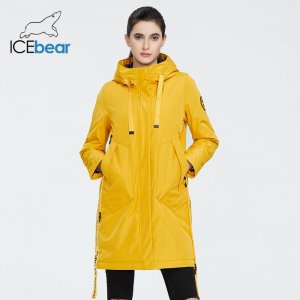 2023, женское ветрозащитное пальто с капюшоном, повседневная куртка средней длины, качественная парка длинными рукавами, весенне-осенняя одежда ICEbear