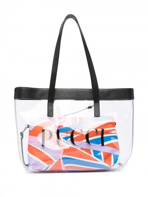 Прозрачная сумка-тоут с логотипом Emilio Pucci Junior. Цвет: белый