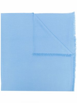 Кашемировый шарф с бахромой N.Peal. Цвет: синий