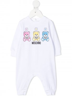 Пижама с принтом Moschino Kids. Цвет: белый