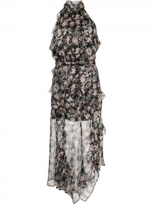 Платье миди Kailey с цветочным принтом Veronica Beard. Цвет: черный