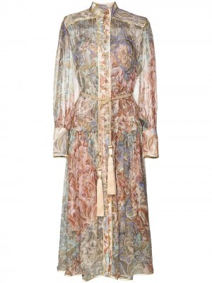 Платье Lucky с цветочным принтом Zimmermann. Цвет: нейтральные цвета