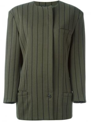 Полосатый пиджак с застежкой на пуговицу Versace Pre-Owned. Цвет: зеленый