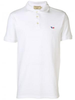 Рубашка-поло с вышитым логотипом Maison Kitsuné. Цвет: белый
