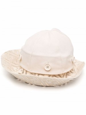 Широкополая шляпа с логотипом FF Fendi. Цвет: нейтральные цвета