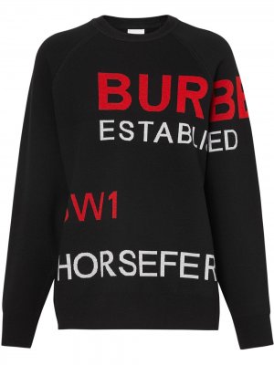 Свитер Horseferry вязки интарсия Burberry. Цвет: черный