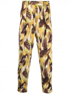 Укороченные брюки с абстрактным принтом Pt01. Цвет: желтый