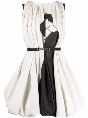 Двухцветное платье мини Ports 1961. Цвет: белый