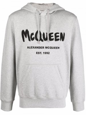 Худи с логотипом Alexander McQueen. Цвет: серый
