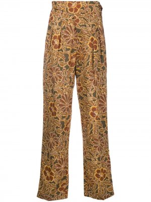 Расклешенные брюки Evon с цветочным принтом Nanushka. Цвет: коричневый
