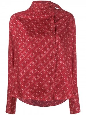 Блузка FF Karligraphy с воротником-платком Fendi. Цвет: красный