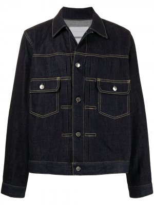 Джинсовая куртка с контрастной строчкой Fumito Ganryu. Цвет: синий