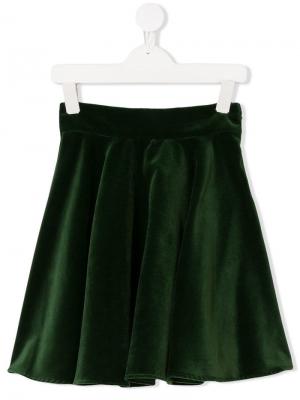 Расклешенная А-образная юбка Oscar De La Renta Kids. Цвет: зеленый