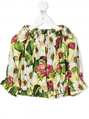 Блузка с цветочным принтом Dolce & Gabbana Kids. Цвет: желтый