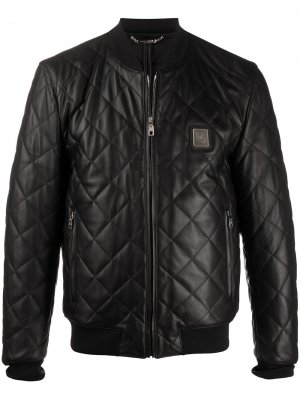 Стеганая куртка с логотипом Dolce & Gabbana. Цвет: черный