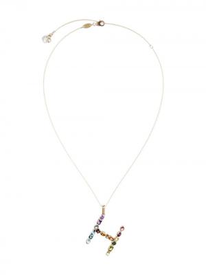 Колье с подвеской в форме буквы H из топазов Dolce & Gabbana. Цвет: золотистый
