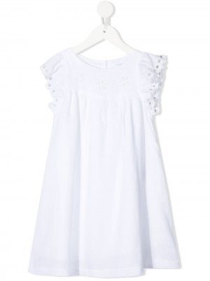 Присборенное платье Camille с английской вышивкой Knot. Цвет: белый