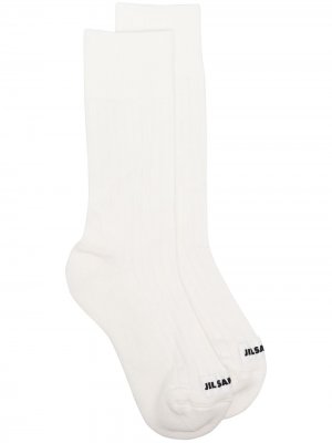 Носки с логотипом Jil Sander. Цвет: белый