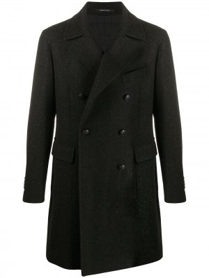 Двубортное пальто узкого кроя Tagliatore. Цвет: синий