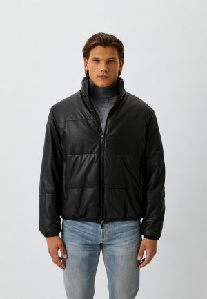 Куртка кожаная утепленная Armani Exchange. Цвет: черный