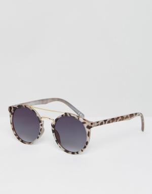 Солнцезащитные очки в стиле 90-х с металлической переносицей и плоскими стеклами ASOS. Цвет: коричневый