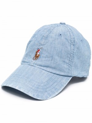 Джинсовая кепка с вышитым логотипом Polo Ralph Lauren. Цвет: синий