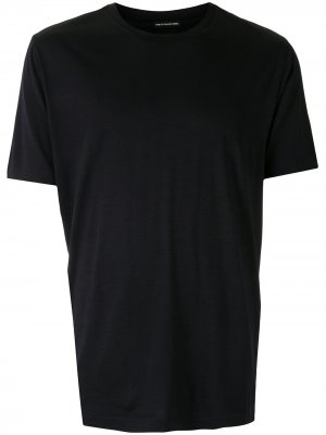 Solid-colour wool T-shirt BOSS. Цвет: синий