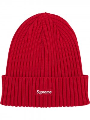 Шапка бини с логотипом Supreme. Цвет: красный